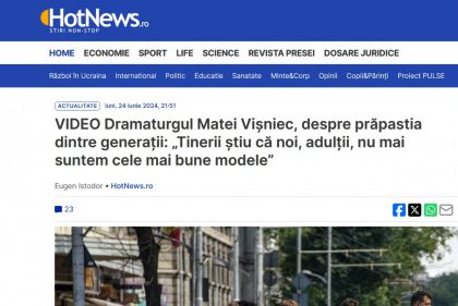 Dramaturgul Matei Vișniec, despre prăpastia dintre generații: „Tinerii știu că noi, adulții, nu mai suntem cele mai bune modele”